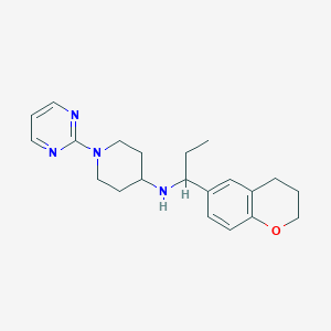 molecular formula C21H28N4O B7029150 N-[1-(3,4-dihydro-2H-chromen-6-yl)propyl]-1-pyrimidin-2-ylpiperidin-4-amine 