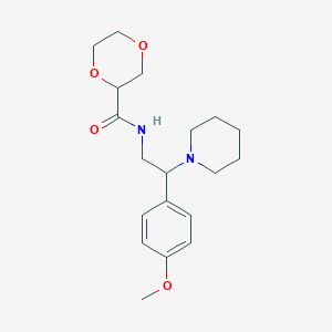 molecular formula C19H28N2O4 B7029196 N-[2-(4-methoxyphenyl)-2-piperidin-1-ylethyl]-1,4-dioxane-2-carboxamide 