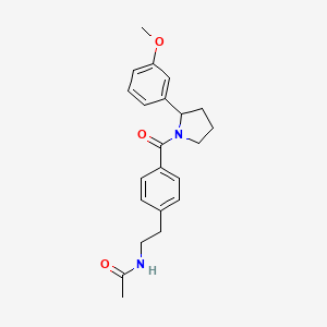 molecular formula C22H26N2O3 B7029259 N-[2-[4-[2-(3-methoxyphenyl)pyrrolidine-1-carbonyl]phenyl]ethyl]acetamide 