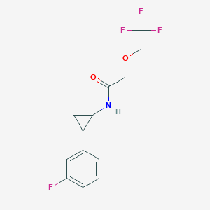 molecular formula C13H13F4NO2 B7029313 N-[2-(3-fluorophenyl)cyclopropyl]-2-(2,2,2-trifluoroethoxy)acetamide 