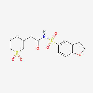 molecular formula C15H19NO6S2 B7029329 N-(2,3-dihydro-1-benzofuran-5-ylsulfonyl)-2-(1,1-dioxothian-3-yl)acetamide 