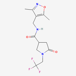 molecular formula C13H16F3N3O3 B7029913 N-[(3,5-dimethyl-1,2-oxazol-4-yl)methyl]-5-oxo-1-(2,2,2-trifluoroethyl)pyrrolidine-3-carboxamide 