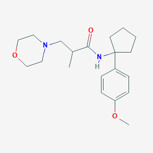 molecular formula C20H30N2O3 B7029948 N-[1-(4-methoxyphenyl)cyclopentyl]-2-methyl-3-morpholin-4-ylpropanamide 