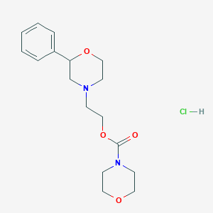 molecular formula C17H25ClN2O4 B070300 4-Morpholinecarboxylic acid, 2-(2-phenyl-4-morpholinyl)ethyl ester, monohydrochloride CAS No. 185759-12-0