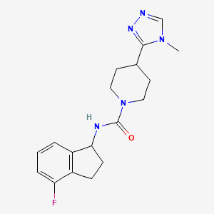 molecular formula C18H22FN5O B7030097 N-(4-fluoro-2,3-dihydro-1H-inden-1-yl)-4-(4-methyl-1,2,4-triazol-3-yl)piperidine-1-carboxamide 