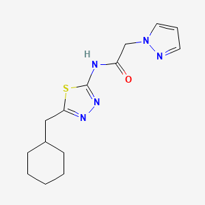 molecular formula C14H19N5OS B7030110 N-[5-(cyclohexylmethyl)-1,3,4-thiadiazol-2-yl]-2-pyrazol-1-ylacetamide 