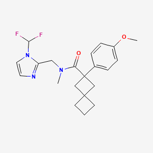 molecular formula C21H25F2N3O2 B7030134 N-[[1-(difluoromethyl)imidazol-2-yl]methyl]-2-(4-methoxyphenyl)-N-methylspiro[3.3]heptane-2-carboxamide 