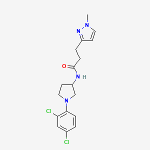 molecular formula C17H20Cl2N4O B7030156 N-[1-(2,4-dichlorophenyl)pyrrolidin-3-yl]-3-(1-methylpyrazol-3-yl)propanamide 