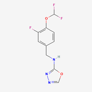 molecular formula C10H8F3N3O2 B7030316 N-[[4-(difluoromethoxy)-3-fluorophenyl]methyl]-1,3,4-oxadiazol-2-amine 