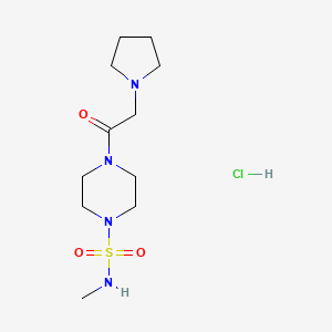 molecular formula C11H23ClN4O3S B7030415 N-methyl-4-(2-pyrrolidin-1-ylacetyl)piperazine-1-sulfonamide;hydrochloride 