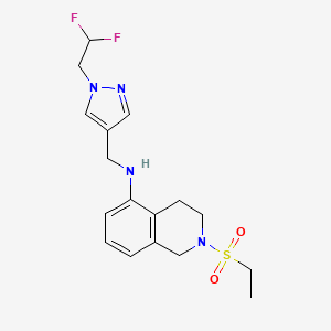 molecular formula C17H22F2N4O2S B7030585 N-[[1-(2,2-difluoroethyl)pyrazol-4-yl]methyl]-2-ethylsulfonyl-3,4-dihydro-1H-isoquinolin-5-amine 
