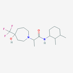 molecular formula C18H31F3N2O2 B7030612 N-(2,3-dimethylcyclohexyl)-2-[4-hydroxy-4-(trifluoromethyl)azepan-1-yl]propanamide 