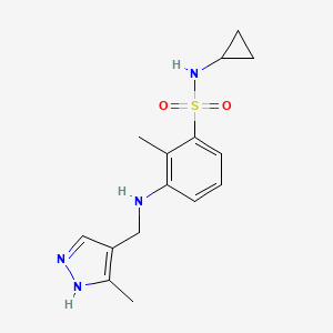 molecular formula C15H20N4O2S B7030624 N-cyclopropyl-2-methyl-3-[(5-methyl-1H-pyrazol-4-yl)methylamino]benzenesulfonamide 