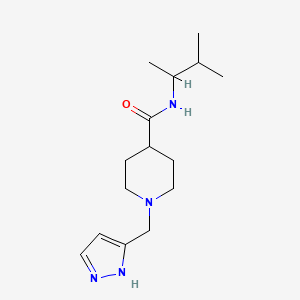 molecular formula C15H26N4O B7030633 N-(3-methylbutan-2-yl)-1-(1H-pyrazol-5-ylmethyl)piperidine-4-carboxamide 