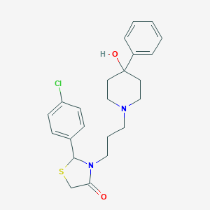 molecular formula C23H27ClN2O2S B070307 2-(4-Chlorophenyl)-3-(3-(4-hydroxy-4-phenyl-1-piperidinyl)propyl)-4-thiazolidinone CAS No. 182188-90-5