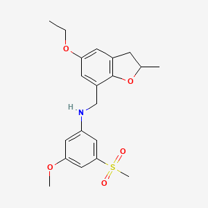 molecular formula C20H25NO5S B7030718 N-[(5-ethoxy-2-methyl-2,3-dihydro-1-benzofuran-7-yl)methyl]-3-methoxy-5-methylsulfonylaniline 