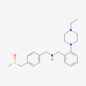 molecular formula C22H31N3OS B7030758 N-[[2-(4-ethylpiperazin-1-yl)phenyl]methyl]-1-[4-(methylsulfinylmethyl)phenyl]methanamine 
