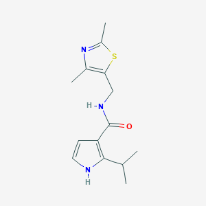 molecular formula C14H19N3OS B7030768 N-[(2,4-dimethyl-1,3-thiazol-5-yl)methyl]-2-propan-2-yl-1H-pyrrole-3-carboxamide 