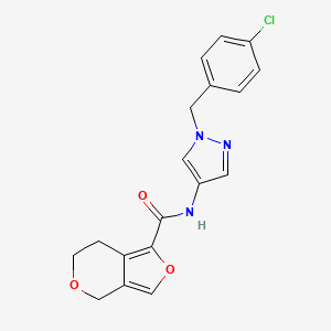 molecular formula C18H16ClN3O3 B7030804 N-[1-[(4-chlorophenyl)methyl]pyrazol-4-yl]-6,7-dihydro-4H-furo[3,4-c]pyran-1-carboxamide 