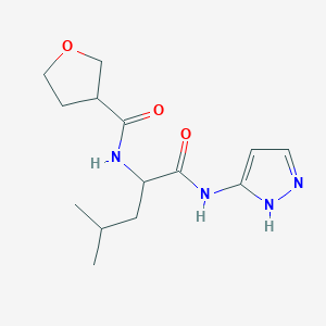 molecular formula C14H22N4O3 B7030973 N-[4-methyl-1-oxo-1-(1H-pyrazol-5-ylamino)pentan-2-yl]oxolane-3-carboxamide 