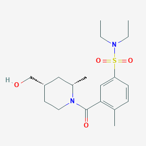 molecular formula C19H30N2O4S B7031002 N,N-diethyl-3-[(2S,4S)-4-(hydroxymethyl)-2-methylpiperidine-1-carbonyl]-4-methylbenzenesulfonamide 