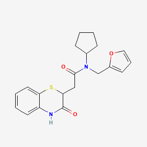 molecular formula C20H22N2O3S B7031009 N-cyclopentyl-N-(furan-2-ylmethyl)-2-(3-oxo-4H-1,4-benzothiazin-2-yl)acetamide 