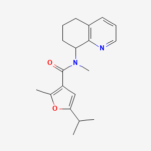 molecular formula C19H24N2O2 B7031166 N,2-dimethyl-5-propan-2-yl-N-(5,6,7,8-tetrahydroquinolin-8-yl)furan-3-carboxamide 