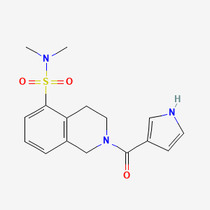 molecular formula C16H19N3O3S B7031296 N,N-dimethyl-2-(1H-pyrrole-3-carbonyl)-3,4-dihydro-1H-isoquinoline-5-sulfonamide 