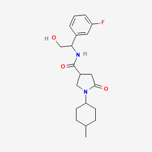 molecular formula C20H27FN2O3 B7031305 N-[1-(3-fluorophenyl)-2-hydroxyethyl]-1-(4-methylcyclohexyl)-5-oxopyrrolidine-3-carboxamide 