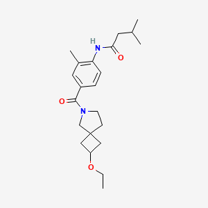 molecular formula C22H32N2O3 B7031329 N-[4-(2-ethoxy-6-azaspiro[3.4]octane-6-carbonyl)-2-methylphenyl]-3-methylbutanamide 