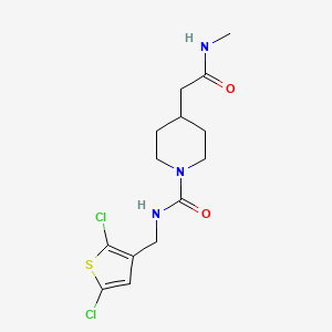 molecular formula C14H19Cl2N3O2S B7031599 N-[(2,5-dichlorothiophen-3-yl)methyl]-4-[2-(methylamino)-2-oxoethyl]piperidine-1-carboxamide 