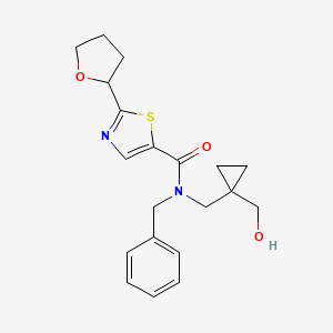 molecular formula C20H24N2O3S B7031803 N-benzyl-N-[[1-(hydroxymethyl)cyclopropyl]methyl]-2-(oxolan-2-yl)-1,3-thiazole-5-carboxamide 
