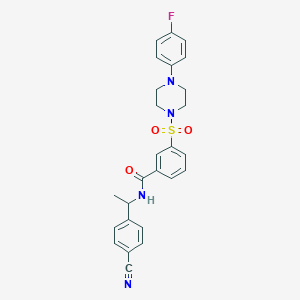 molecular formula C26H25FN4O3S B7031871 N-[1-(4-cyanophenyl)ethyl]-3-[4-(4-fluorophenyl)piperazin-1-yl]sulfonylbenzamide 