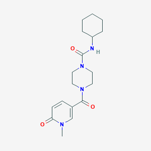molecular formula C18H26N4O3 B7031916 N-cyclohexyl-4-(1-methyl-6-oxopyridine-3-carbonyl)piperazine-1-carboxamide 