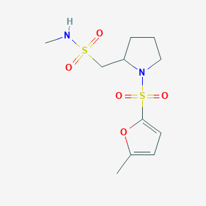 molecular formula C11H18N2O5S2 B7031971 N-methyl-1-[1-(5-methylfuran-2-yl)sulfonylpyrrolidin-2-yl]methanesulfonamide 