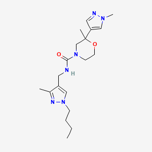 molecular formula C19H30N6O2 B7032023 N-[(1-butyl-3-methylpyrazol-4-yl)methyl]-2-methyl-2-(1-methylpyrazol-4-yl)morpholine-4-carboxamide 