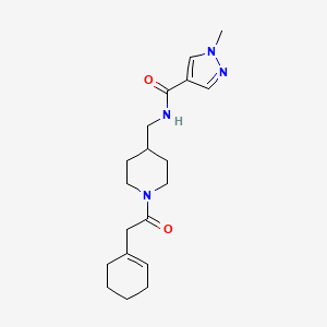 molecular formula C19H28N4O2 B7032040 N-[[1-[2-(cyclohexen-1-yl)acetyl]piperidin-4-yl]methyl]-1-methylpyrazole-4-carboxamide 
