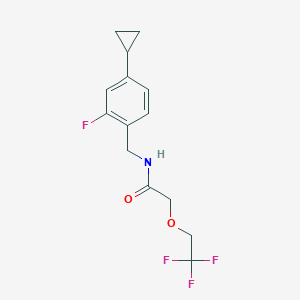 molecular formula C14H15F4NO2 B7032049 N-[(4-cyclopropyl-2-fluorophenyl)methyl]-2-(2,2,2-trifluoroethoxy)acetamide 