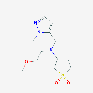 molecular formula C12H21N3O3S B7032054 N-(2-methoxyethyl)-N-[(2-methylpyrazol-3-yl)methyl]-1,1-dioxothiolan-3-amine 