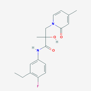 molecular formula C18H21FN2O3 B7032120 N-(3-ethyl-4-fluorophenyl)-2-hydroxy-2-methyl-3-(4-methyl-2-oxopyridin-1-yl)propanamide 