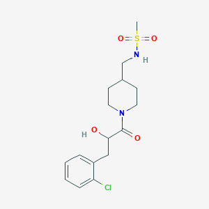 molecular formula C16H23ClN2O4S B7032219 N-[[1-[3-(2-chlorophenyl)-2-hydroxypropanoyl]piperidin-4-yl]methyl]methanesulfonamide 