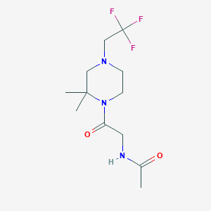 molecular formula C12H20F3N3O2 B7032255 N-[2-[2,2-dimethyl-4-(2,2,2-trifluoroethyl)piperazin-1-yl]-2-oxoethyl]acetamide 