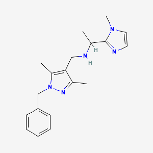 molecular formula C19H25N5 B7032289 N-[(1-benzyl-3,5-dimethylpyrazol-4-yl)methyl]-1-(1-methylimidazol-2-yl)ethanamine 