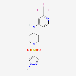 molecular formula C15H18F3N5O2S B7032544 N-[1-(1-methylpyrazol-4-yl)sulfonylpiperidin-4-yl]-2-(trifluoromethyl)pyridin-4-amine 