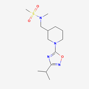 molecular formula C13H24N4O3S B7032900 N-methyl-N-[[1-(3-propan-2-yl-1,2,4-oxadiazol-5-yl)piperidin-3-yl]methyl]methanesulfonamide 