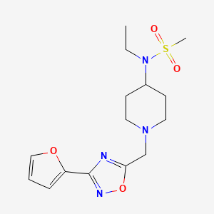 molecular formula C15H22N4O4S B7032978 N-ethyl-N-[1-[[3-(furan-2-yl)-1,2,4-oxadiazol-5-yl]methyl]piperidin-4-yl]methanesulfonamide 