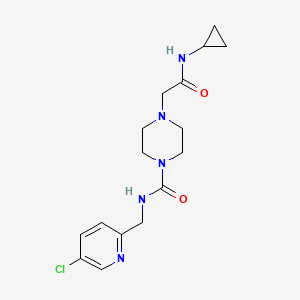 molecular formula C16H22ClN5O2 B7032988 N-[(5-chloropyridin-2-yl)methyl]-4-[2-(cyclopropylamino)-2-oxoethyl]piperazine-1-carboxamide 