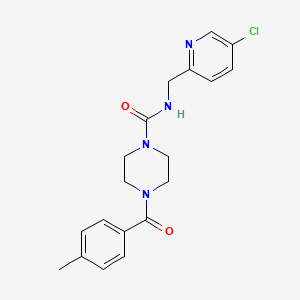 molecular formula C19H21ClN4O2 B7033005 N-[(5-chloropyridin-2-yl)methyl]-4-(4-methylbenzoyl)piperazine-1-carboxamide 