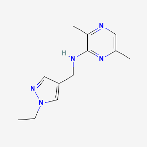 molecular formula C12H17N5 B7033032 N-[(1-ethylpyrazol-4-yl)methyl]-3,6-dimethylpyrazin-2-amine 