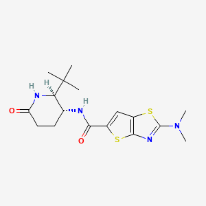 molecular formula C17H24N4O2S2 B7033044 N-[(2S,3R)-2-tert-butyl-6-oxopiperidin-3-yl]-2-(dimethylamino)thieno[2,3-d][1,3]thiazole-5-carboxamide 